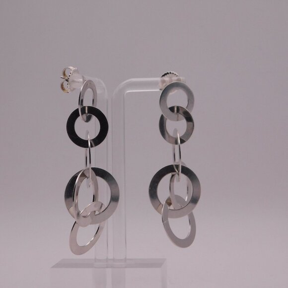 VINTAGE SILVER DROP EARRINGS - Picture 2 of 16